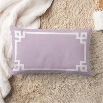 Lilac Purple and White Greek Key | Editable Colors Lumbar Pillow