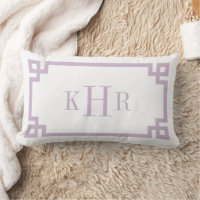 Lilac Purple and White Greek Key | Monogrammed