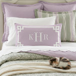 Lilac Purple and White Greek Key | Monogrammed Lumbar Pillow<br><div class="desc">Design your own custom lumbar throw pillow in any color combination to perfectly coordinate with your home decor in any room! Use the design tools to change the background color and the Greek key border color, or add your own text to include a name, monogram initials or other special text....</div>