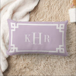 Lilac Purple and White Greek Key | Monogrammed Lumbar Pillow<br><div class="desc">Design your own custom lumbar throw pillow in any color combination to perfectly coordinate with your home decor in any room! Use the design tools to change the background color and the Greek key border color, or add your own text to include a name, monogram initials or other special text....</div>