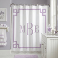Lilac Purple and White Greek Key | Monogrammed