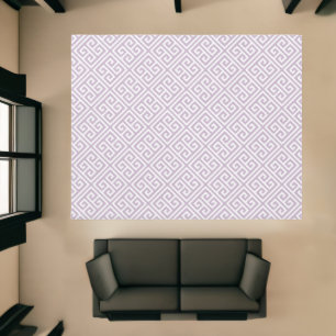 Lilac Purple and White Greek Key Pattern Rug