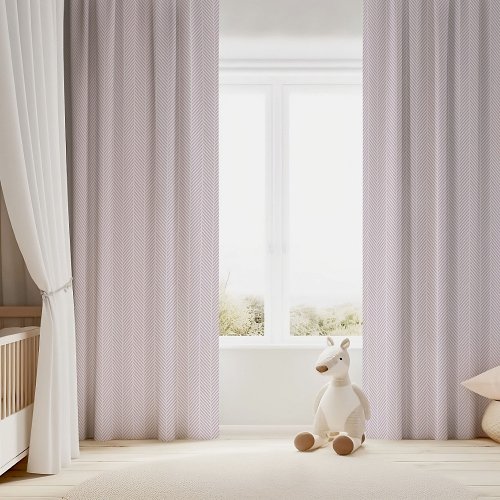 Lilac Purple and White Herringbone Blackout Curtains