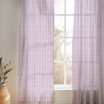 Lilac Purple and White Modern Herringbone Sheer Curtains