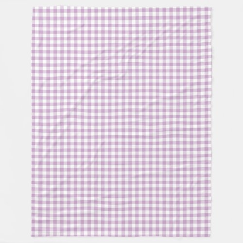 Lilac Purple and White Pastel Gingham Checks Fleece Blanket