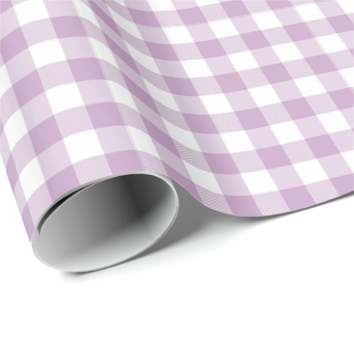 Lilac Purple and White Pastel Gingham Wrapping Paper