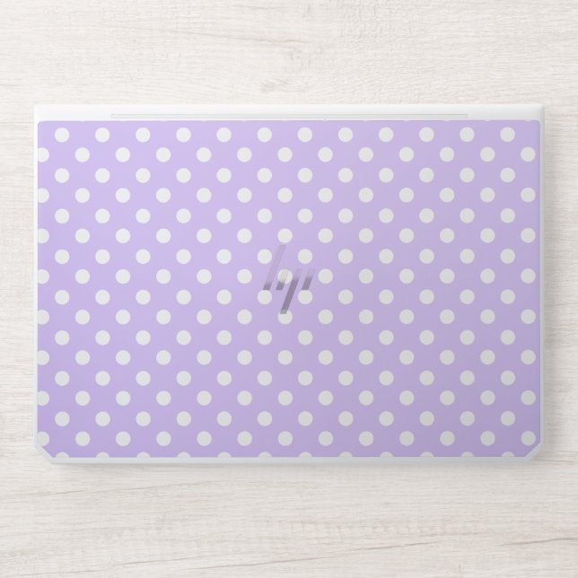 Lilac Purple and White Polka Dot HP Laptop Skin (Front)