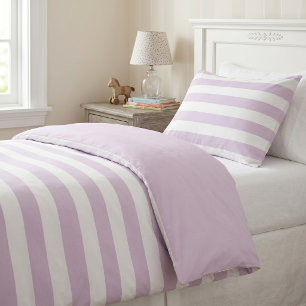 Lilac Purple and White Stripes Duvet Cover