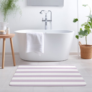 Lilac Purple and White Stripes   Editable Colors Bath Mat