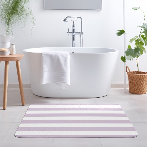 Lilac Purple and White Stripes  Editable Colors Bath Mat