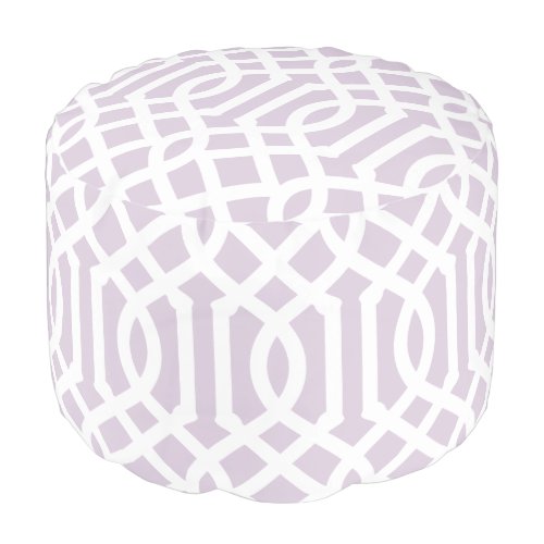 Lilac Purple and White Trellis  Editable Colors Pouf