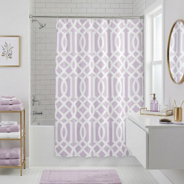 Lilac Purple and White Trellis | Editable Colors Shower Curtain (Creator Uploaded)