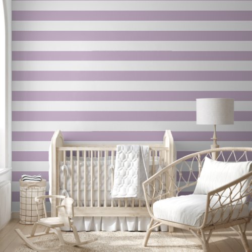 Lilac Purple and White Wide Horizontal Stripes Wallpaper Lilac Purple and White Wide Horizontal Stripes Wallpaper