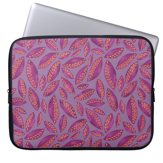 Lilac/Purple Autumn Leaves Laptop Sleeve (Front)