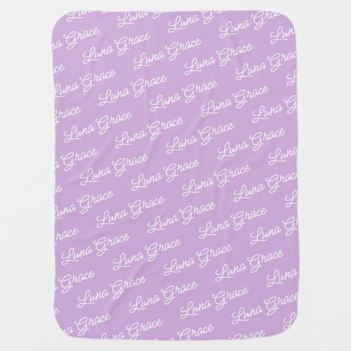 Lilac Purple Baby Girl Personalized Name Custom Baby Blanket