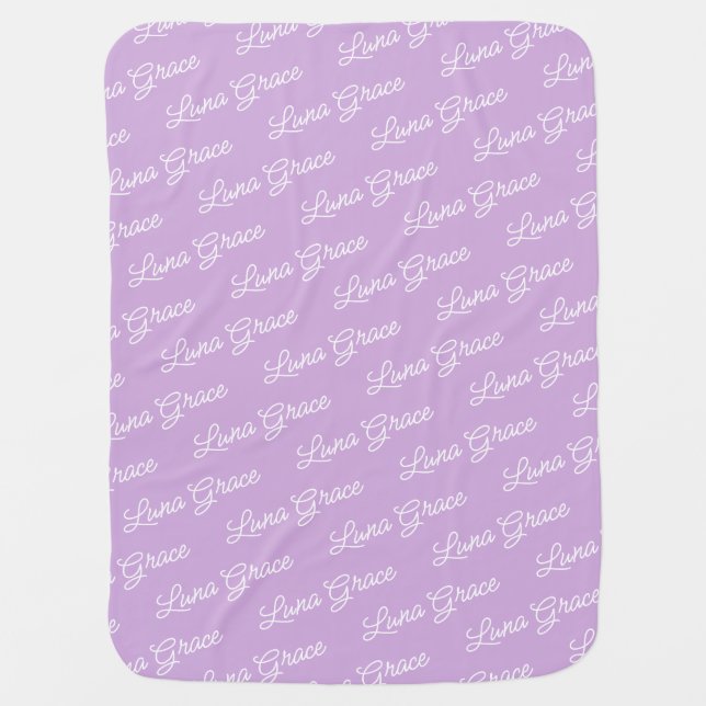 Lilac Purple Baby Girl Personalized Name Custom Blanket (Front)