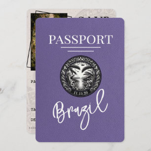 Lilac Purple Brazil Passport Save The Date