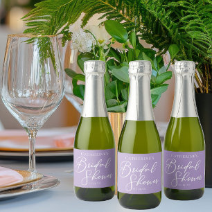 Lilac Purple Bridal Shower Party Personalized Mini Sparkling Wine Label