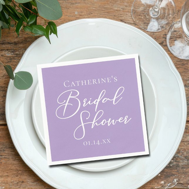 Lilac Purple Bridal Shower Party Personalized Napkins (Creator Uploaded)