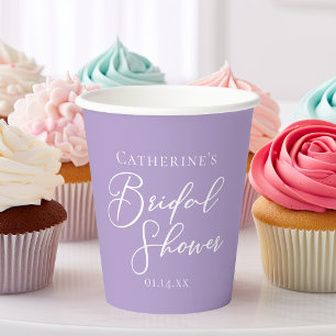 Lilac Purple Bridal Shower Party Personalized Paper Cups