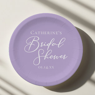 Lilac Purple Bridal Shower Party Personalized Paper Plates