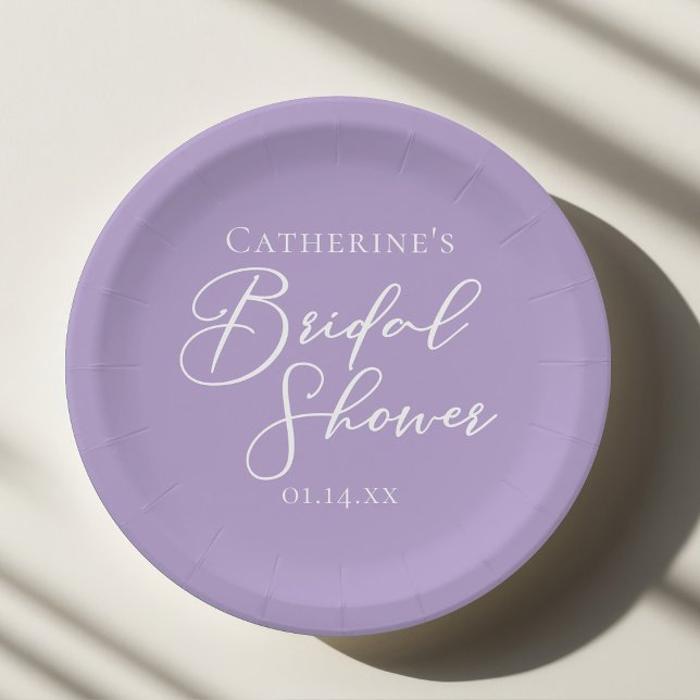 Lilac Purple Bridal Shower Party Personalized Paper Plates (Creator Uploaded)