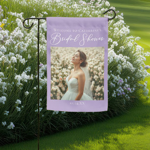 Lilac Purple Bridal Shower Personalized Photo Garden Flag