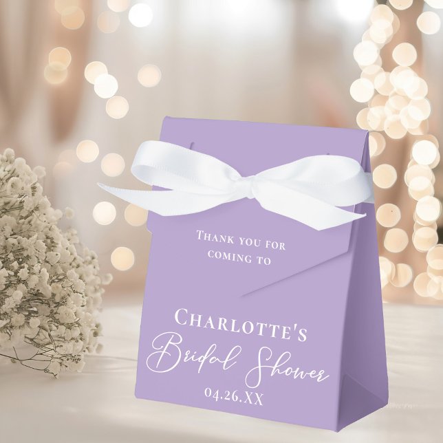 Lilac Purple Bridal Shower White Personalized Favor Boxes (Creator Uploaded)