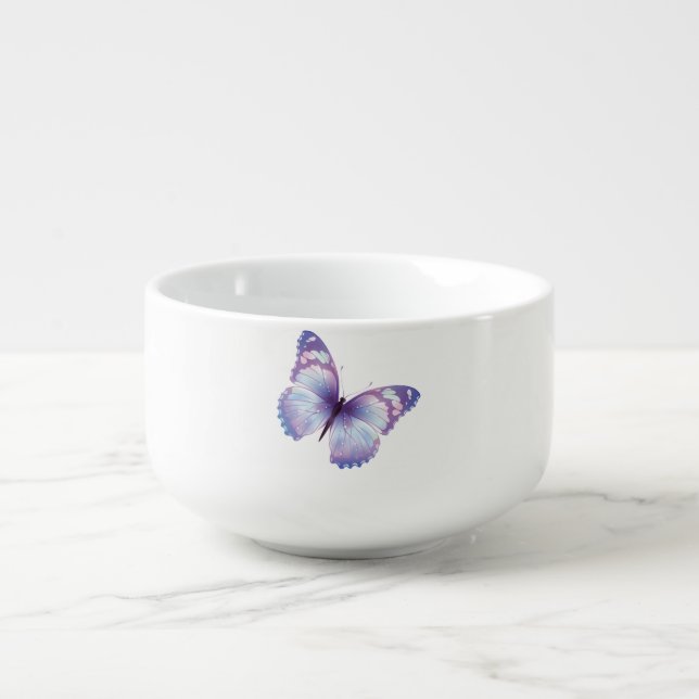 Lilac Purple Butterfly Illustration Soup Mug (Front)