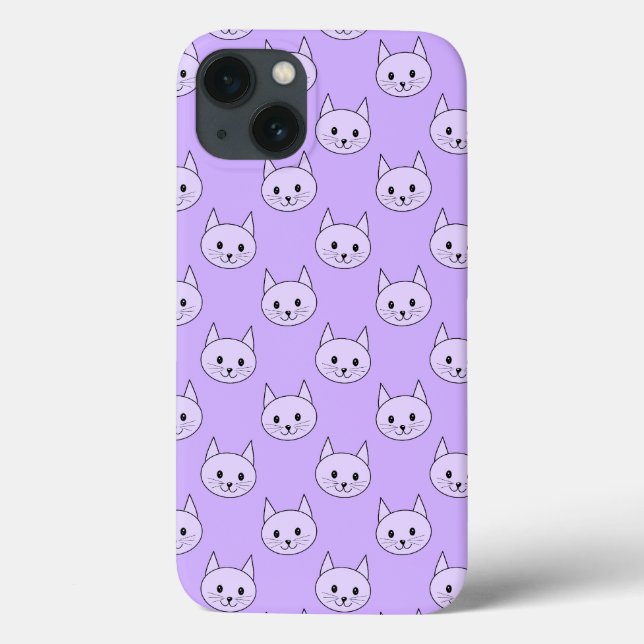 Lilac Purple cat pattern. Case-Mate iPhone Case (Back)