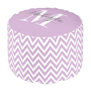 Lilac Purple Chevron Custom Monogram Pouf