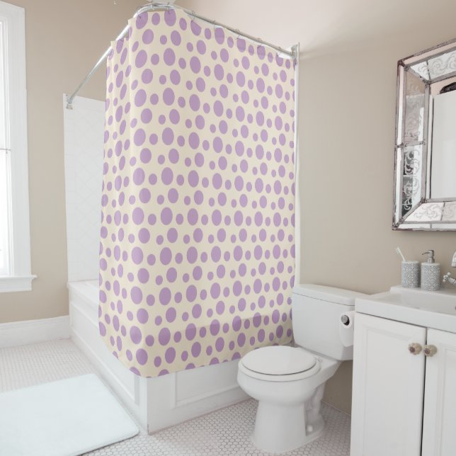 Lilac Purple Circles Shower Curtain (In Situ)