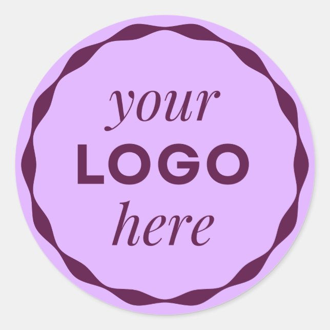 Lilac Purple Custom Logo Scalloped Circle Sticker (Front)