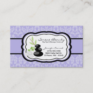 Lilac Purple Damask Spa Hot Stones Business Card