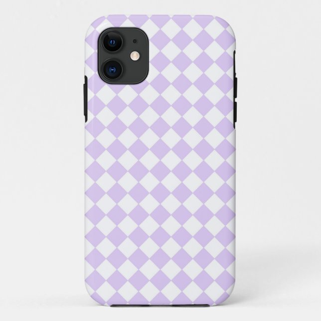 Lilac Purple Diamond Checkered pattern Case-Mate iPhone Case (Back)