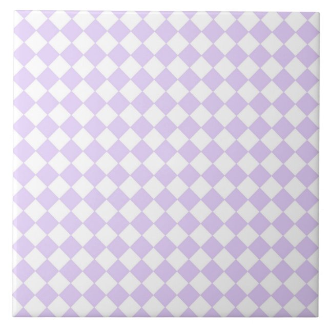 Lilac Purple Diamond Checkered pattern Ceramic Tile (Front)