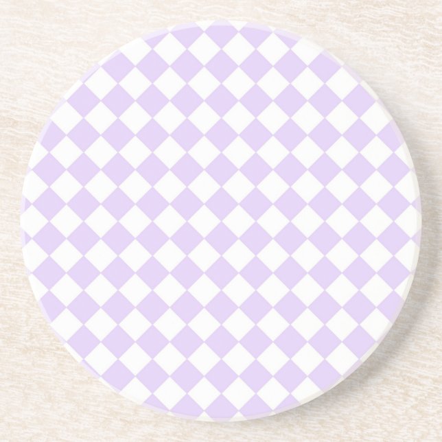 Lilac Purple Diamond Checkered pattern Coaster (Front)