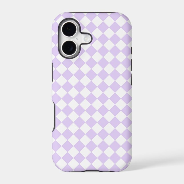 Lilac Purple Diamond Checkered pattern Iphone Case (Back)