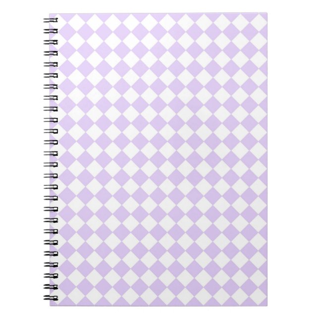 Lilac Purple Diamond Checkered pattern Notebook (Front)