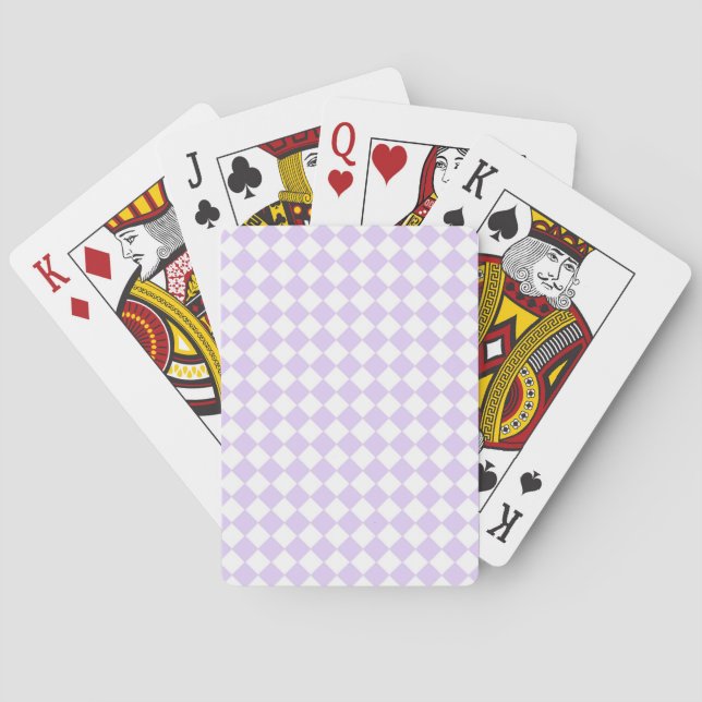 Lilac Purple Diamond Checkered pattern Poker Cards (Back)