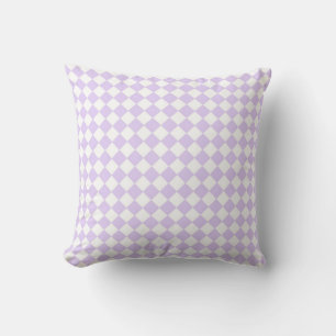 Lilac Purple Diamond Checkered pattern Throw Pillow