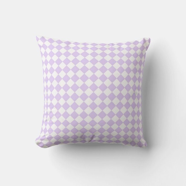 Lilac Purple Diamond Checkered pattern Throw Pillow (Front)