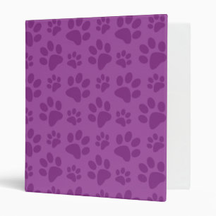 Lilac purple dog paw print pattern binder
