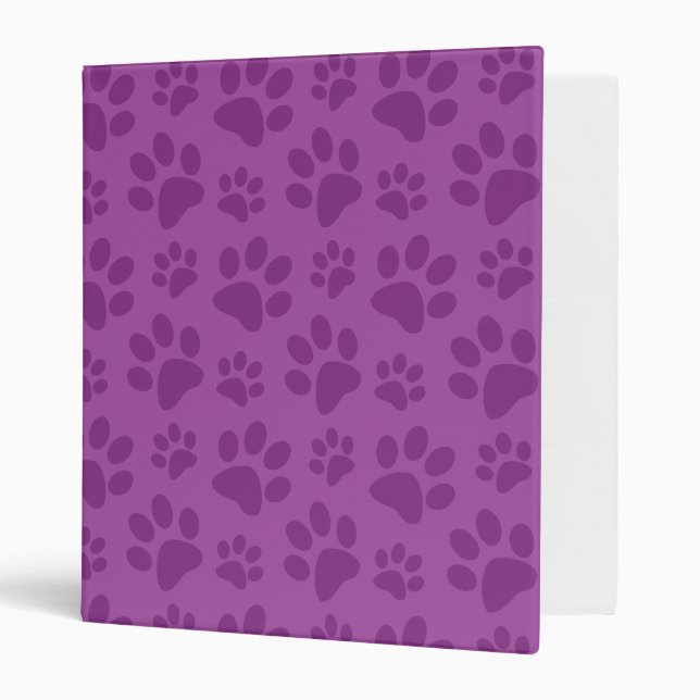 Lilac purple dog paw print pattern binder (Front/Inside)