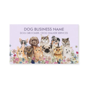 Lilac Purple Dogs Cats Business Card