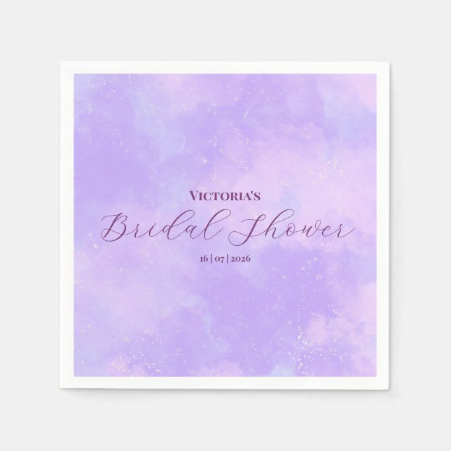 Lilac Purple Dreamy Clouds Bridal Shower Napkins (Front)