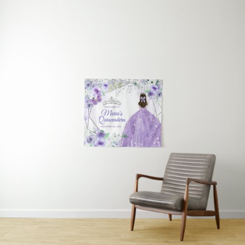 Lilac Purple Dresses Quinceaera Crow Welcome Sign Tapestry
