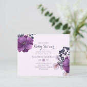 Lilac Purple Floral Baby Shower Invites BUDGET (Standing Front)