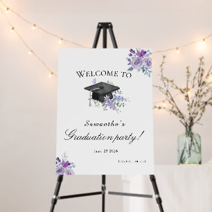  Lilac Purple Floral Graduation welcome sign