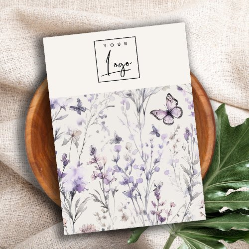 Lilac Purple Floral Logo Blank Jewelry Holder Business Card
